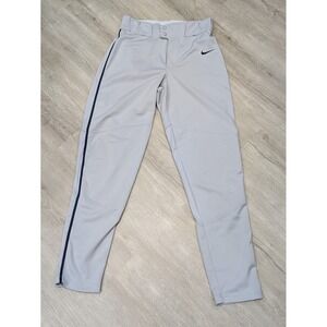 Nike Baseball Pants Mens Small Gray Navy Piped Polyester 29x32 Team Stretch